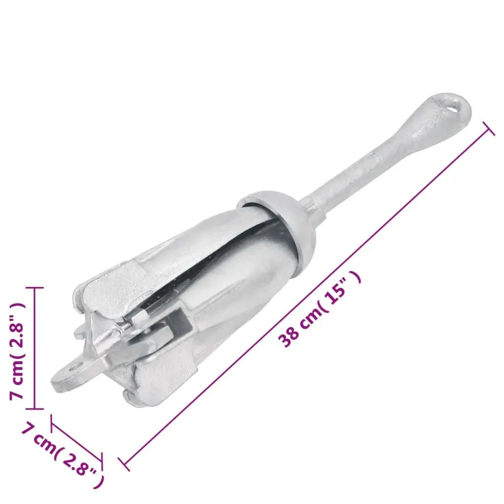 4-Claw Folding Anchor with Rope 2.5 kg Silver