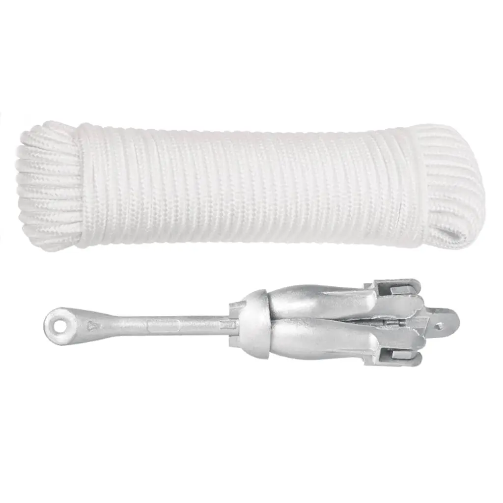 Folding Anchor 4-Claw Grapnel Boat Docking Watercraft Silver Portable Compact
