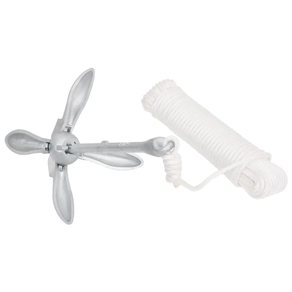 Folding Anchor 4-Claw Grapnel Boat Docking Watercraft Silver Portable Compact
