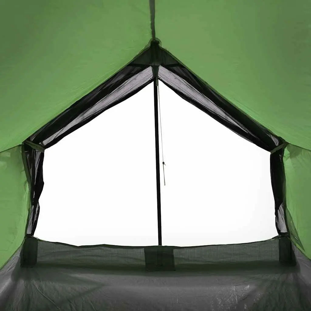 Camping Tent Polyester 2-Person Green Waterproof Taped Seams Mesh Ventilation