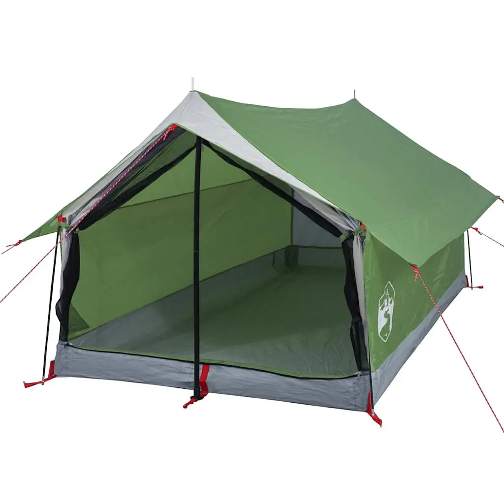 Camping Tent Polyester 2-Person Green Waterproof Taped Seams Mesh Ventilation