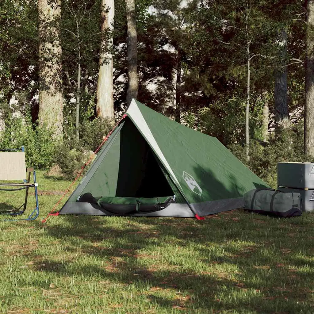 Camping Tent Polyester 2 Person Green Waterproof Mosquito Protection Easy Setup