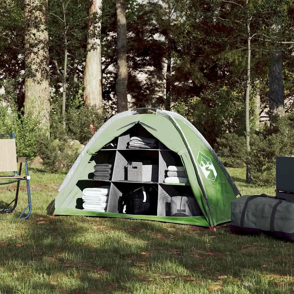 Green Waterproof Camping Organizer with 9 Compartments
