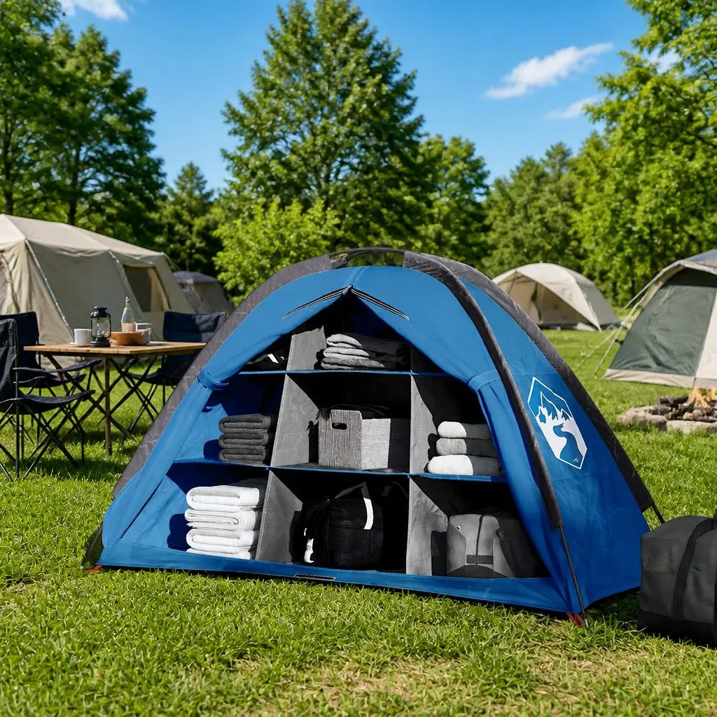 Blue Waterproof Storage Tent with 9 Compartments