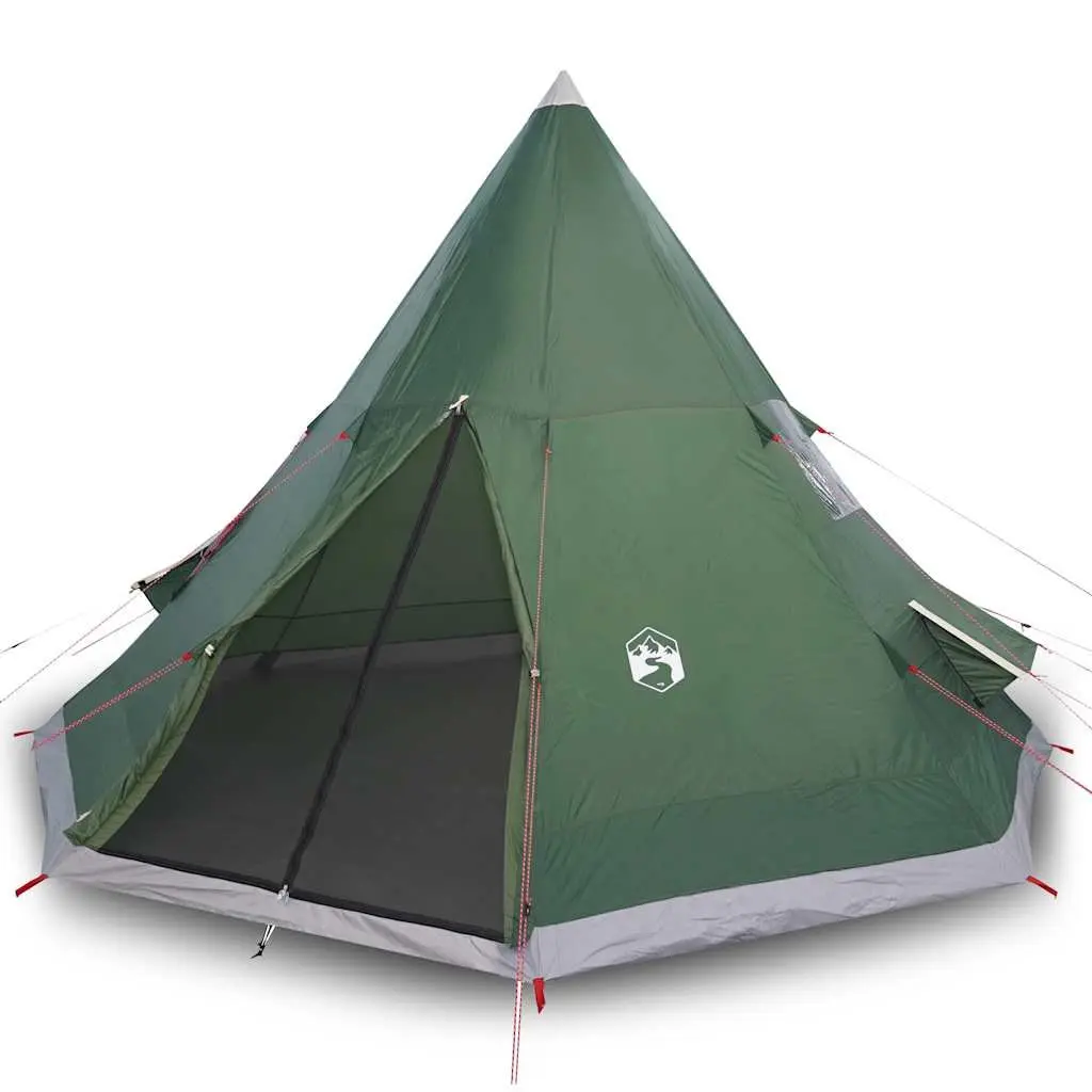 Camping Tent Polyester 4-Person Tipi Waterproof Green Portable