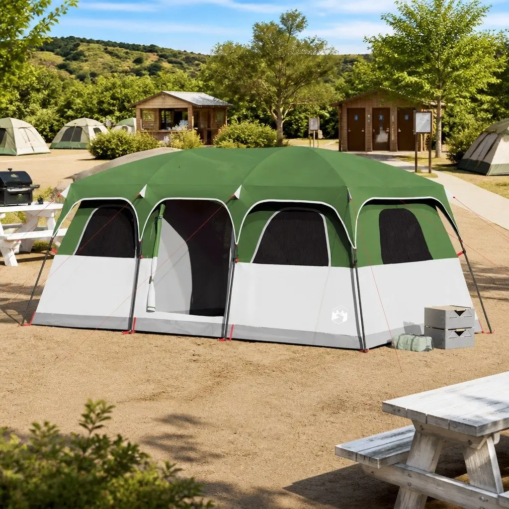 Camping Tent Polyester 10-Person Green Waterproof Cabin with Rainfly Mosquito Mesh