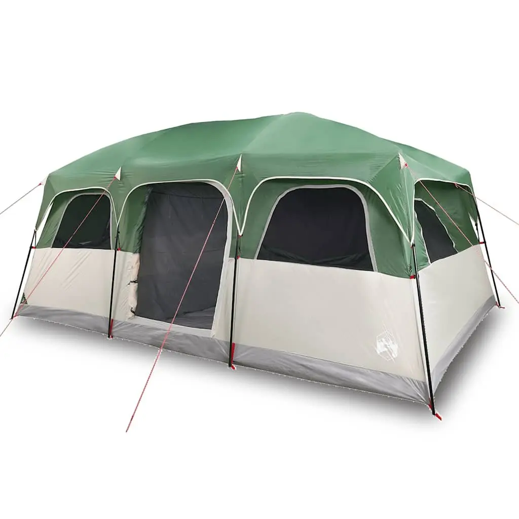 Camping Tent Polyester 10-Person Green Waterproof Cabin with Rainfly Mosquito Mesh