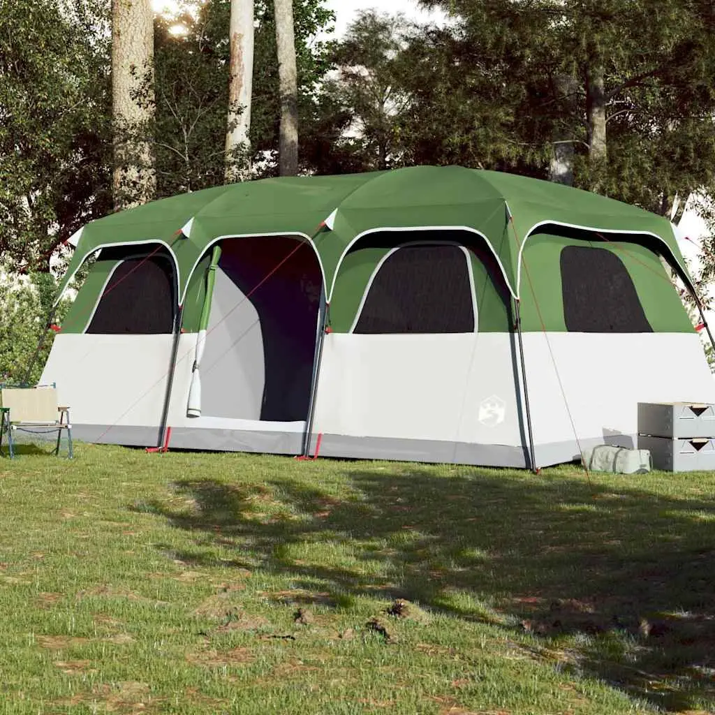 Camping Tent Polyester 10-Person Green Waterproof Cabin with Rainfly Mosquito Mesh