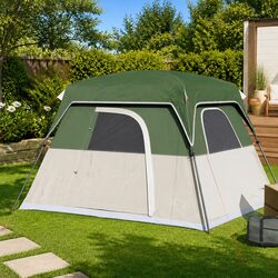 Sturdy 4-Person Green Camping Tent with Mosquito Mesh