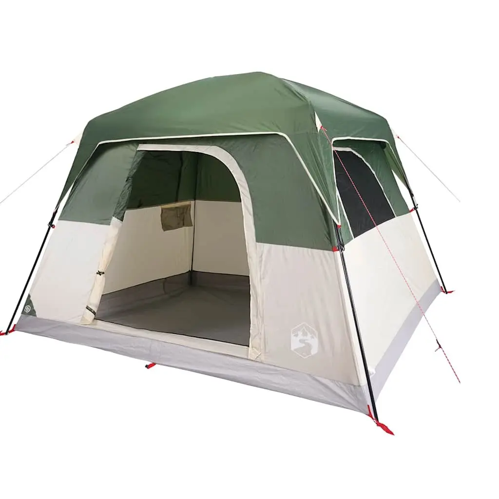 Camping Tent Polyester 4-Person Green Waterproof Mosquito Mesh Ventilation Portable