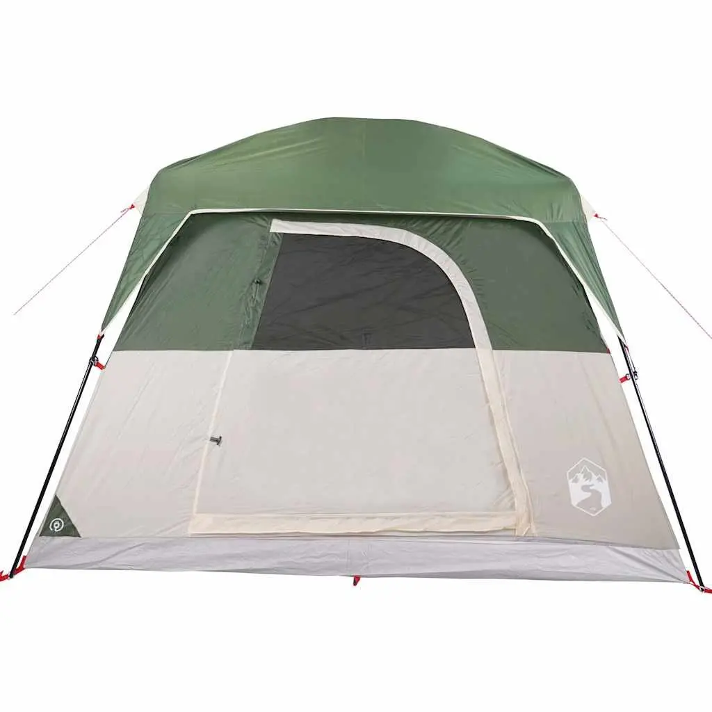 Camping Tent Polyester 4-Person Green Waterproof Mosquito Mesh Ventilation Portable