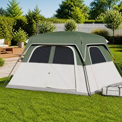 High-Quality 6-Person Camping Tent in Green with Rainfly
