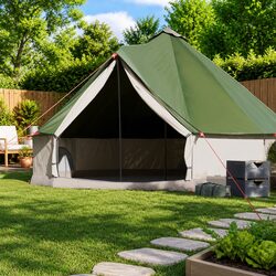 Durable 8-Person Family Camping Tent Tipi Style Green