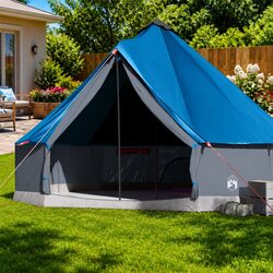 Durable 10-Person Tipi Tent in Blue for Family Camping