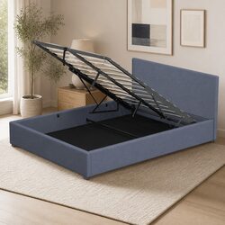 Durable Gas Lift Bed Frame with Headboard for King Single