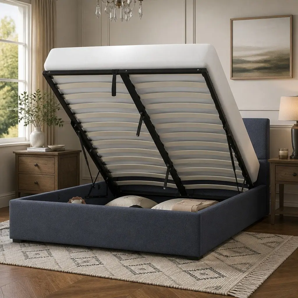 Gas Lift Bed Frame with Headboard for King Single