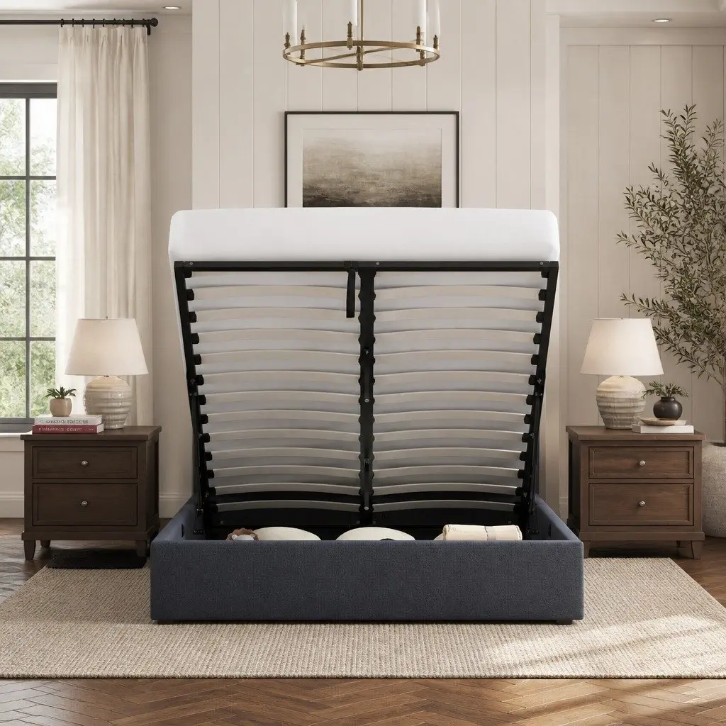 Gas Lift Bed Frame with Headboard for King Single