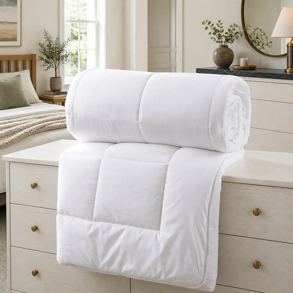 Queen Quilt Microfibre Silk Blend 210x210cm Lightweight Soft Breathable