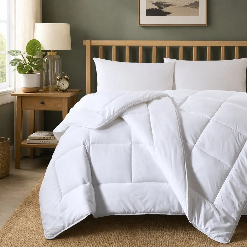 Queen Quilt Microfibre Silk Blend 210x210cm Lightweight Soft Breathable