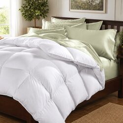 King Single Goose Feather Down Quilt 500GSM Cotton Cover