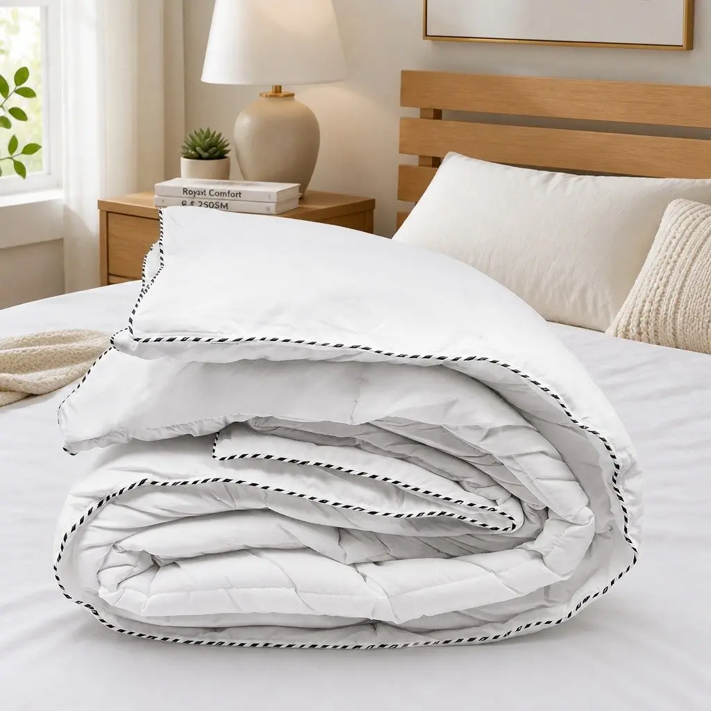 Double Quilt Bamboo Blend 250GSM Breathable Moisture-Wicking Comforter Lightweight Temperature Regulating