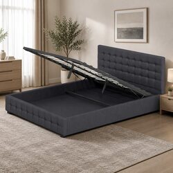 Sturdy Gas Lift Bed Frame with Stylish Headboard Storage