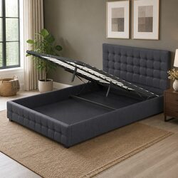 Sturdy King Gas Lift Bed Frame with Storage and Headboard