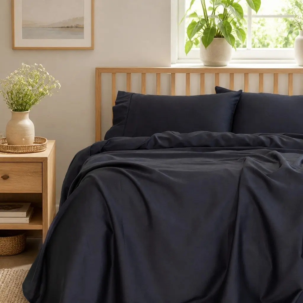 Queen Sheet Set 1000TC Bamboo Cotton Blend Charcoal