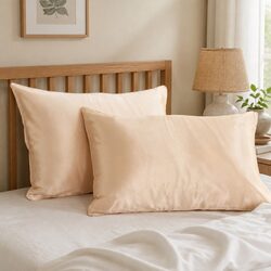 Champagne Pink Mulberry Silk Pillowcase Twin Pack 51x76cm