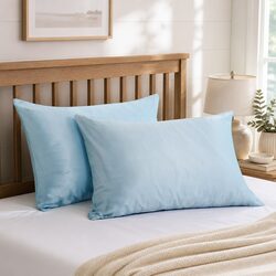 Mulberry Silk Pillowcase Twin Pack 51x76cm Soft Blue Hypoallergenic Sleep