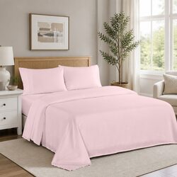 Queen Bed 4-Piece Sheet Set in Soft Pink, 1200TC