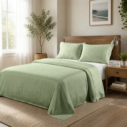 King Bamboo Blend Sheet Set Sage Green 1000TC Fitted Flat Pillowcases Bedding