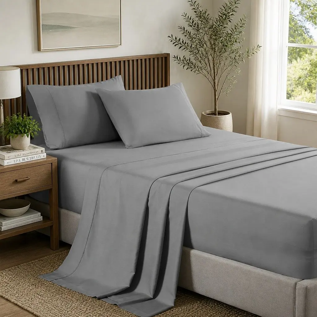 2000TC Bamboo Cooling Sheet Set Double in Mid Grey