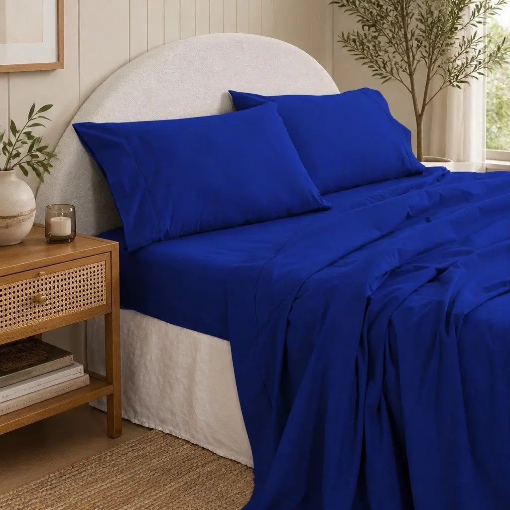 Vintage-Washed Cotton Sheet Set for Double Beds