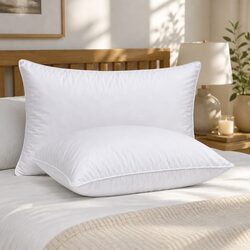 Premium Twin Pack Goose Feather Down Pillows 1000GSM
