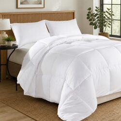 Duck Feather Down Quilt King Size 500GSM Baffle Box Construction Cotton Cover