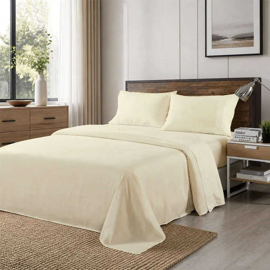Dark Ivory Double Bed Bamboo Blend Sheet Set 1000TC