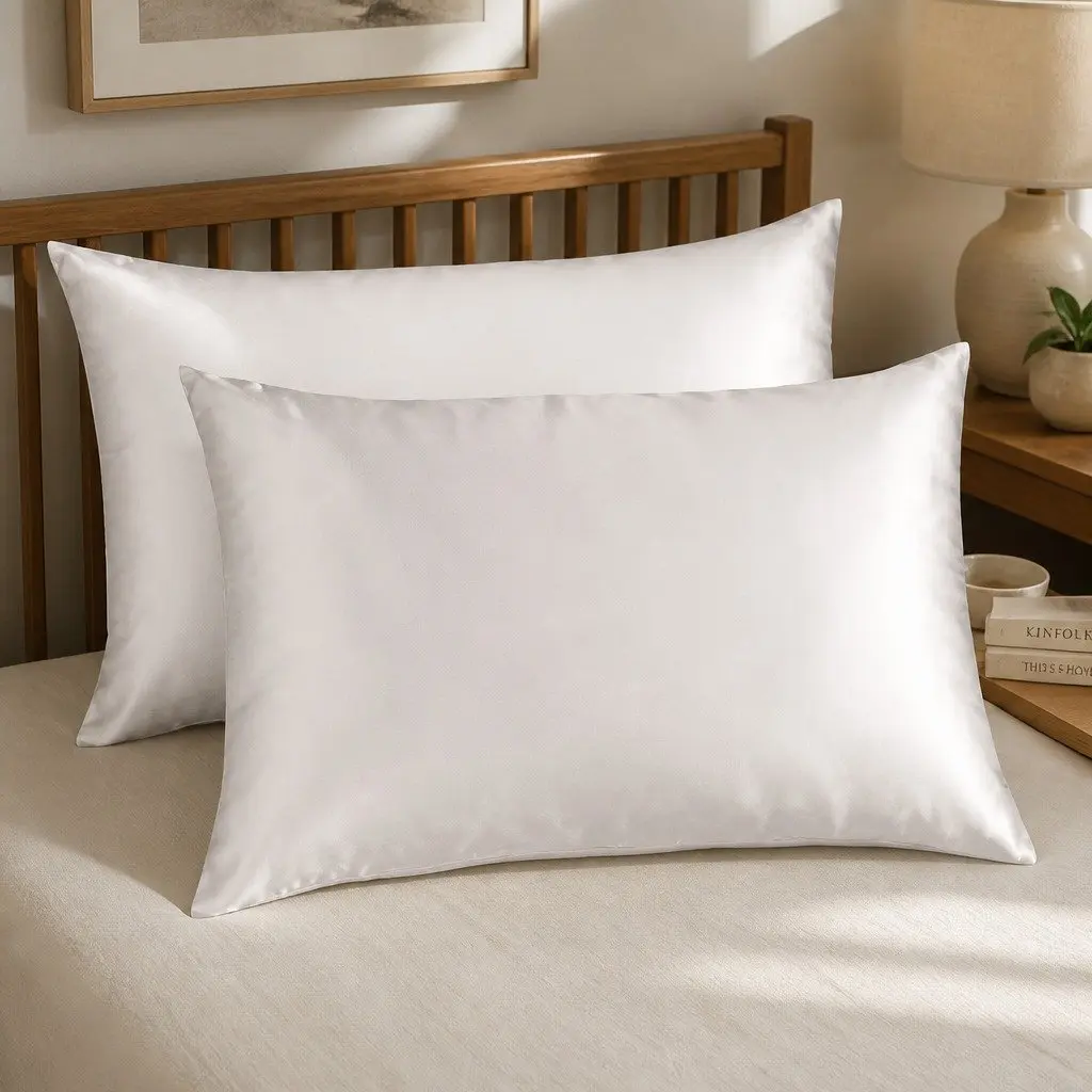 Twin Pack Mulberry Silk Pillowcases 51x76cm Silver