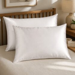Twin Pack Mulberry Silk Pillowcases 51x76cm Silver