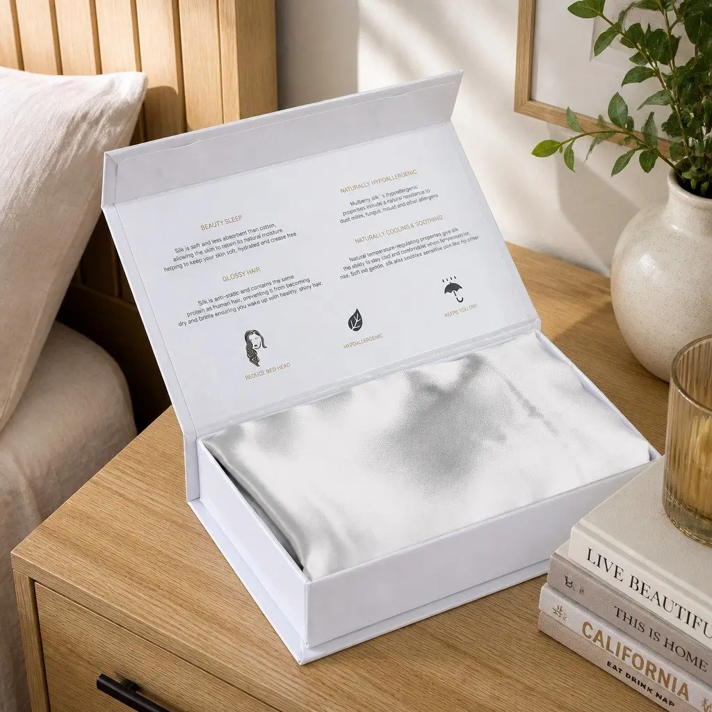 Twin Pack Mulberry Silk Pillowcases 51x76cm Silver