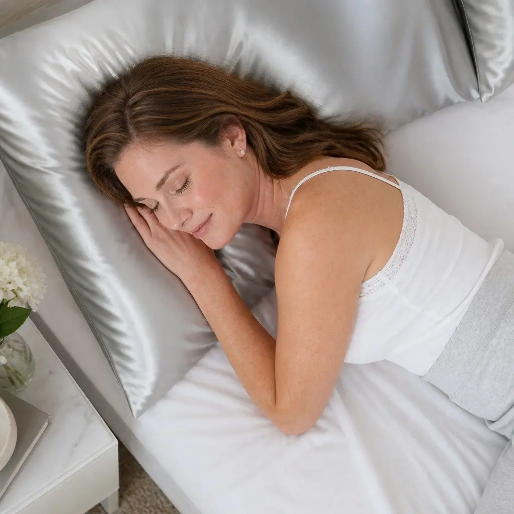 Twin Pack Mulberry Silk Pillowcases 51x76cm Silver