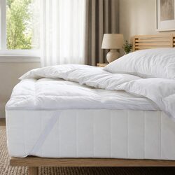 Goose Feather Down Mattress Topper Double 1000GSM Plush Soft Cotton Cover