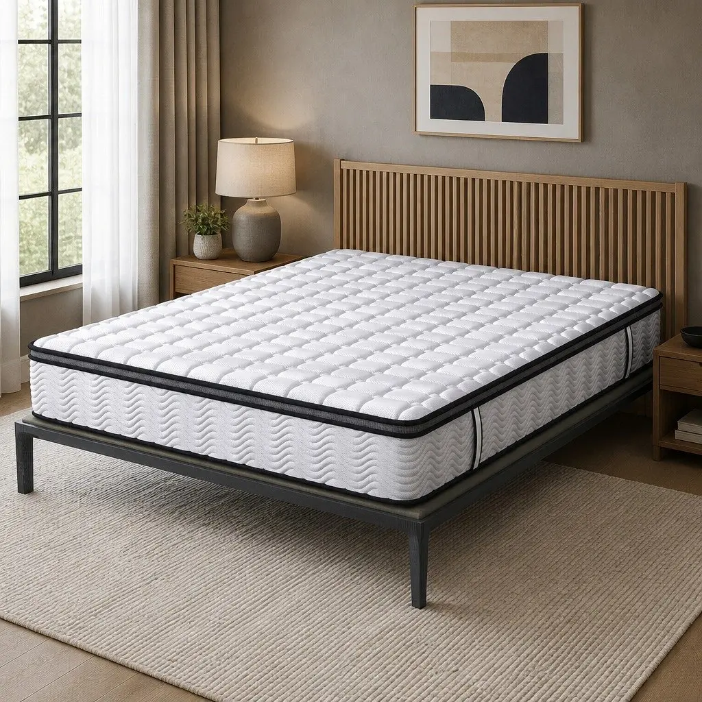 King Pocket Spring Mattress Medium-Firm Support Latex Foam Hybrid Sleep Bed