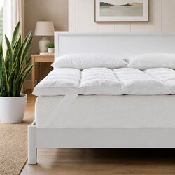 Duck Feather Down Mattress Topper 1800GSM Double Bed Luxury Comfort Baffle Box