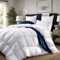 Goose Feather Down Quilt Double 500GSM All-Season Baffle Box Construction