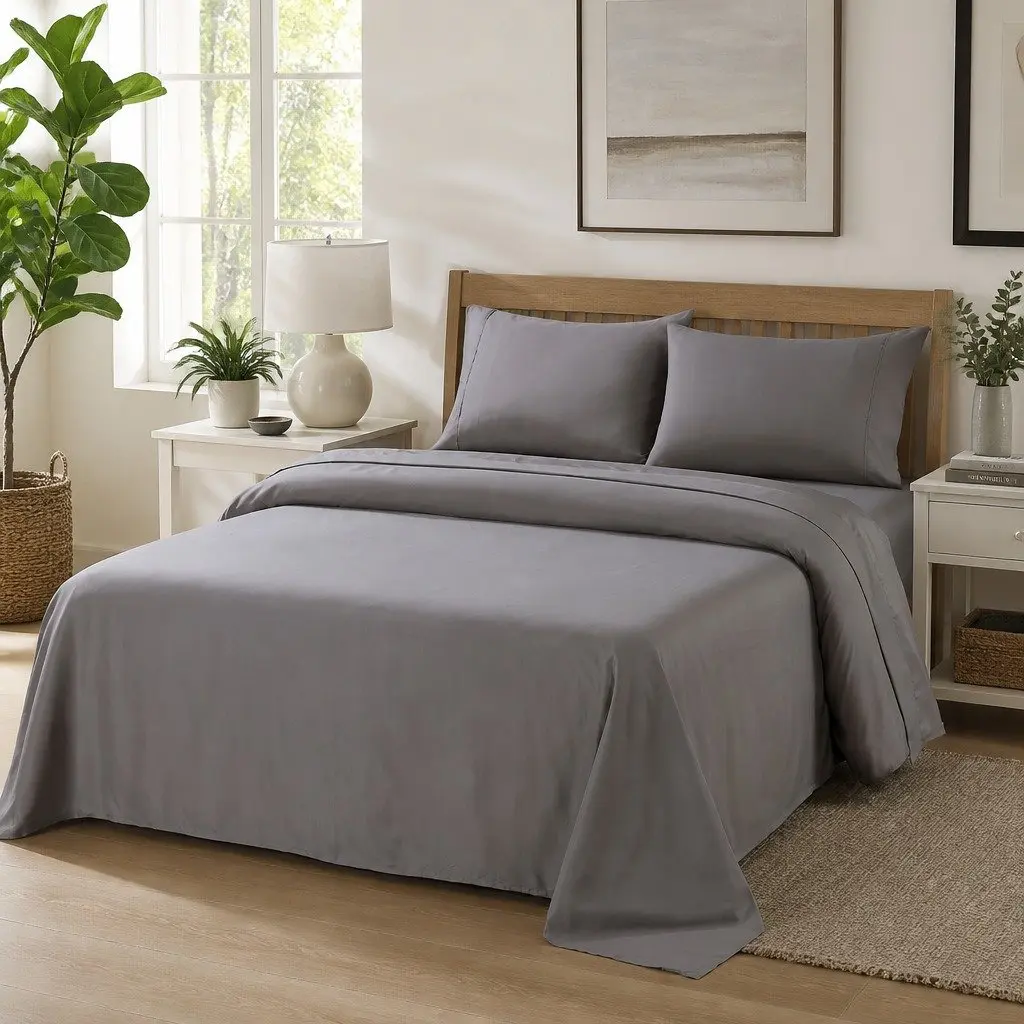 4-Piece Double Bed Sheet Set 1200TC Satin Weave