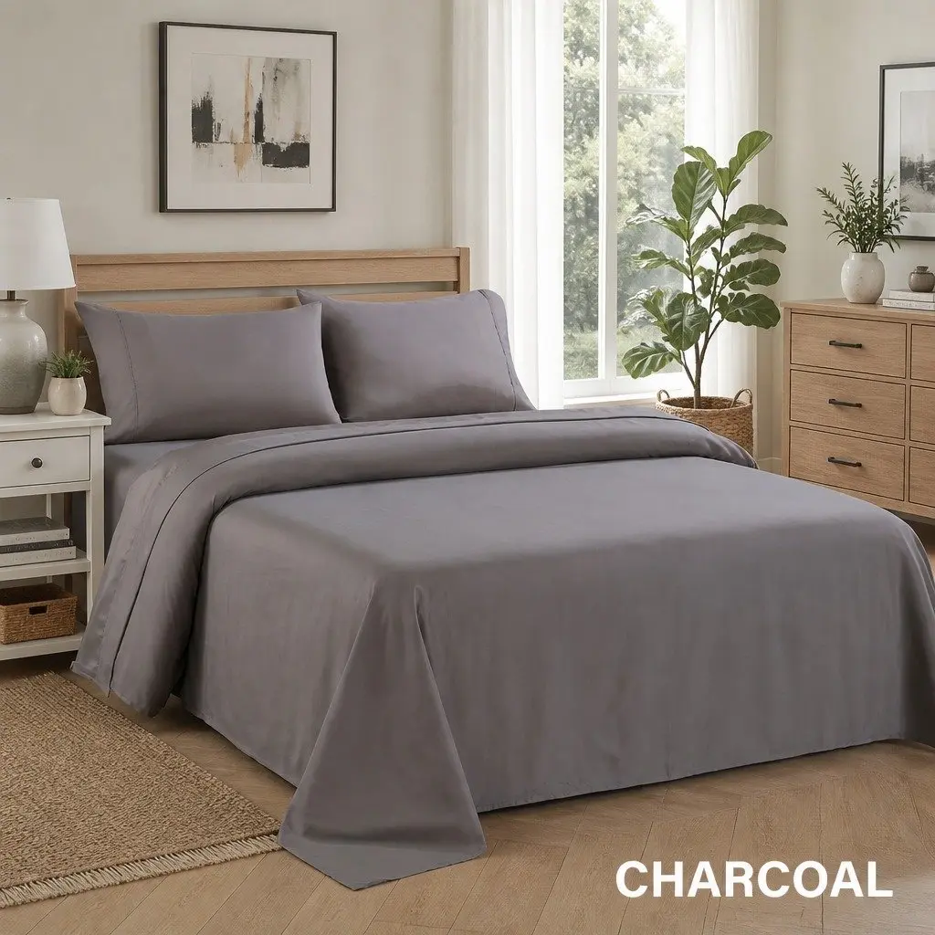 4-Piece Double Bed Sheet Set 1200TC Satin Weave