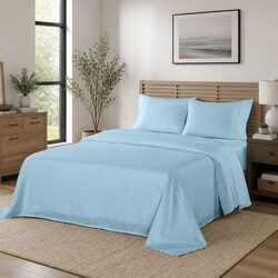 Premium 4 Piece Microfibre Sheet Set for Double Bed in Sky