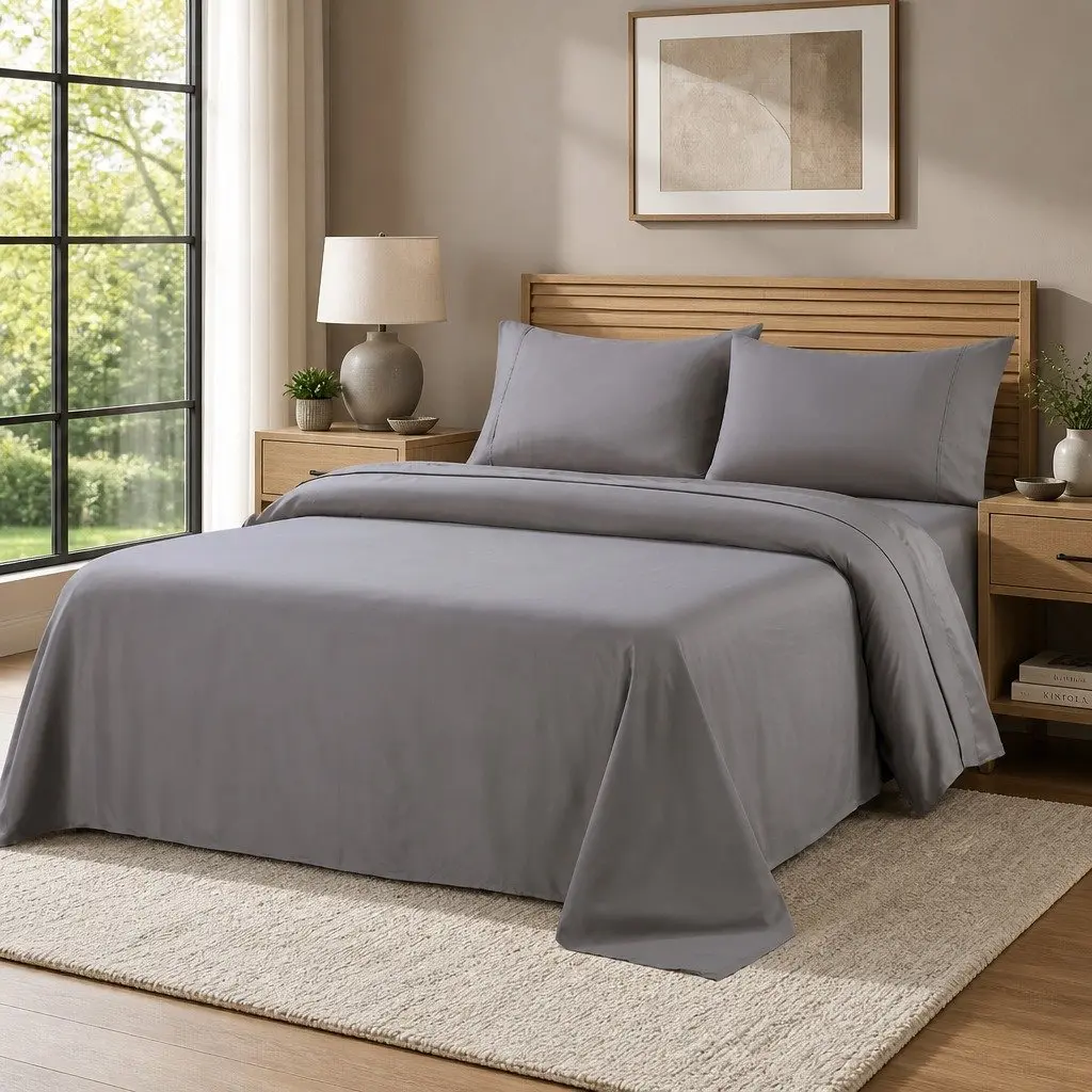 King Size Sheet Set 1200TC Satin Weave 4 Piece Bedding Flat Fitted Pillowcases