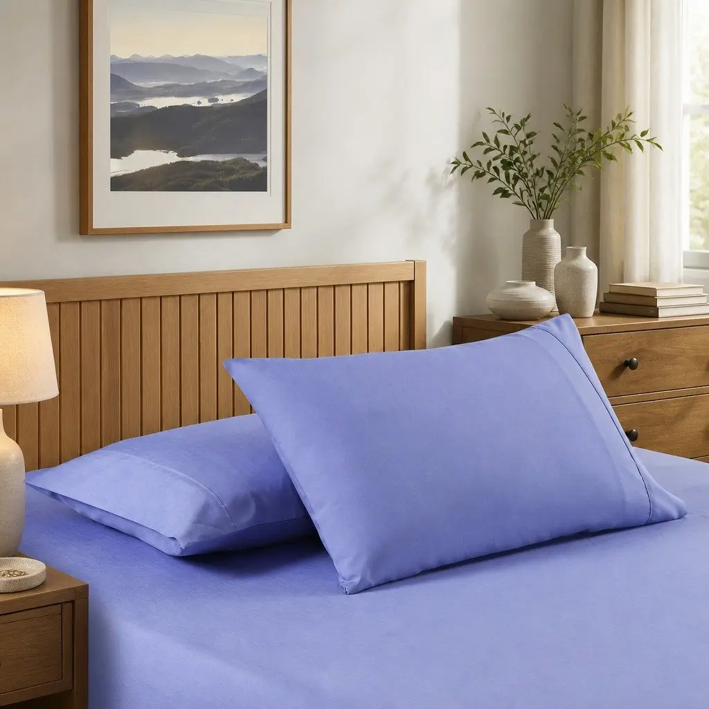 Queen Bamboo Cooling Sheet Set 2000TC Soft Bedding Mid Blue Moisture Wicking
